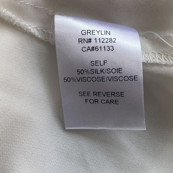 Greylin Anthropologie Womens Sheer Long Sleeve Tie Back Blouse Ivory Size Small - Picture 6 of 6